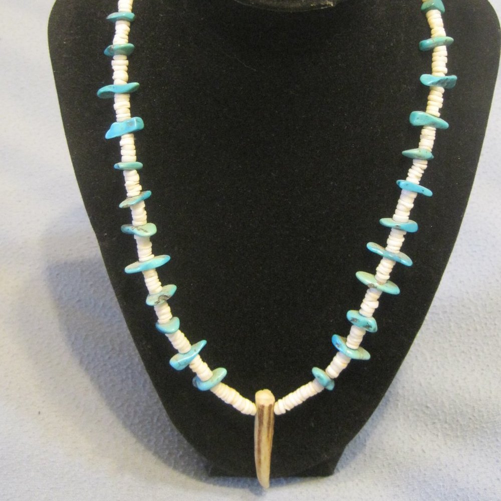 Vintage Native American Tribal Necklace with Antler - Picture 1 of 4